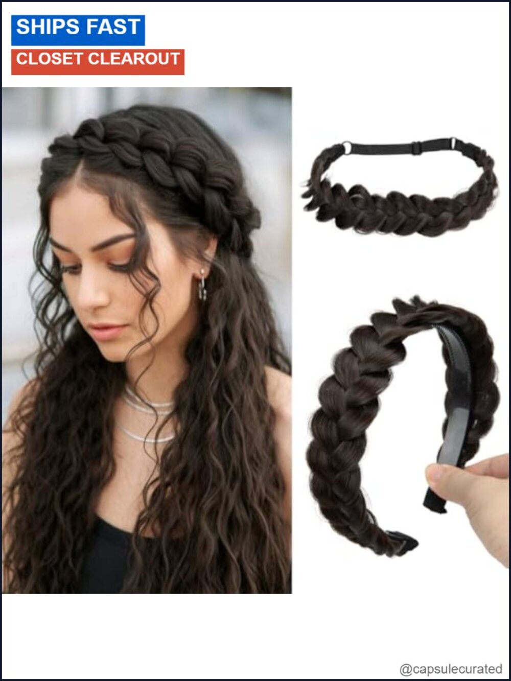 Handmade Braided Headbands 2pc Set Elastic Stretch Hair Accessories Women